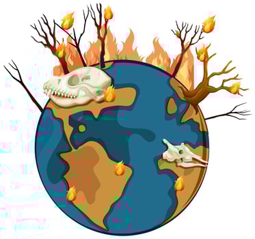 Wildfire on planet earth vector