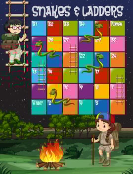 Game template with kids camping out background vector