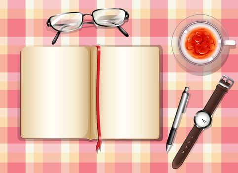 A topview of a table with different objects vector