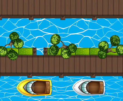 Top view of boats parking at the pier vector