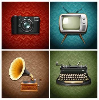 Retro media and audio devices vector
