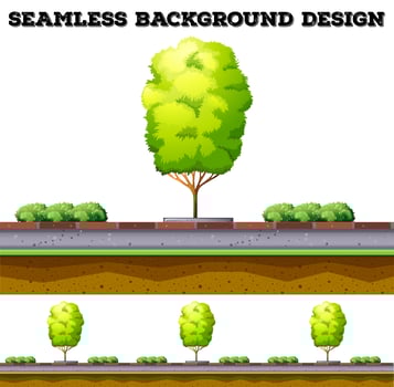 Seamless background with tree on the road vector