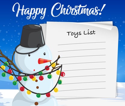 Merry Christmas toys list snowman concept vector