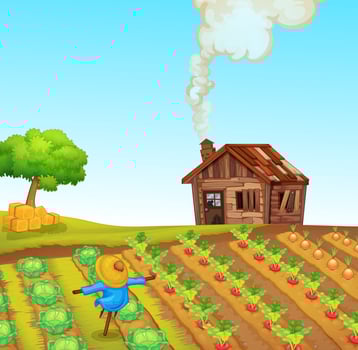A rural farm landscape vector
