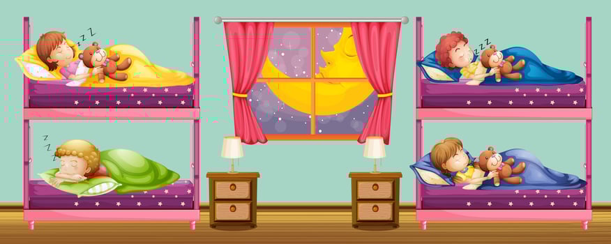Children sleeping in bunkbed vector