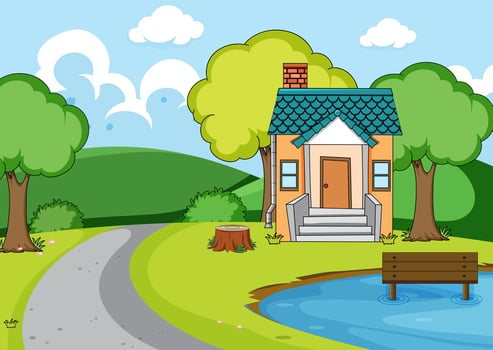 A rural house landscape vector