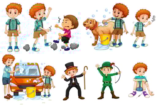 Boy in different actions vector