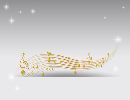 Background design with golden musical notes vector