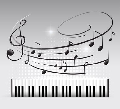 Music keyboard and note vector