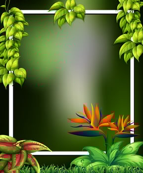 Wild Forest with Flowers Green Template vector