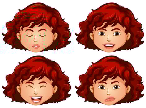 Girl with four different emotions vector