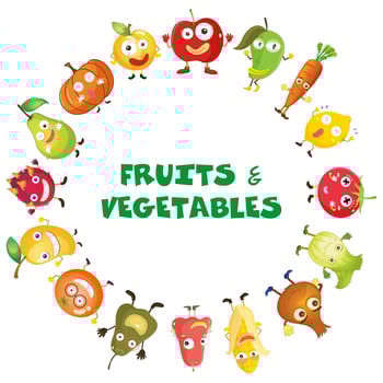 Fresh fruits and vegetables vector