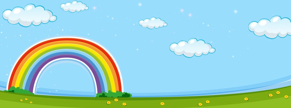 Background scene with colorful rainbow vector