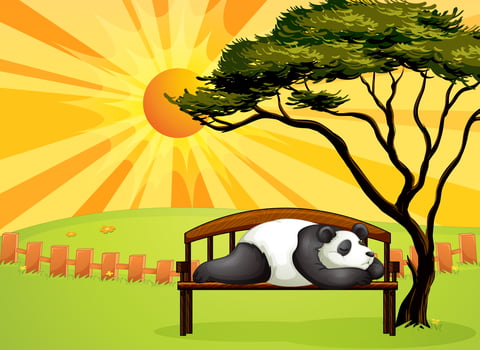 A bear sleeping on a bench vector