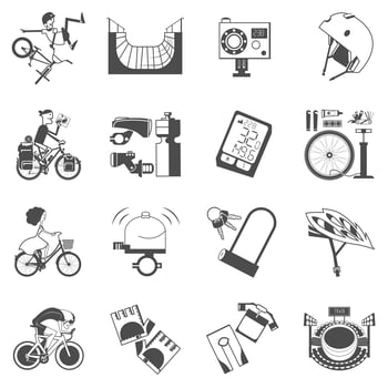 Cycling icon set black vector