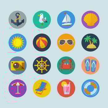 Summer sea holidays icons vector
