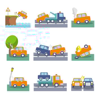 Car crash icons vector
