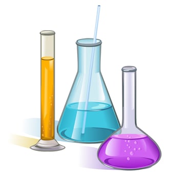 Laboratory flasks glassware concept vector