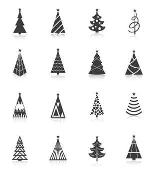 Christmas tree icons black vector