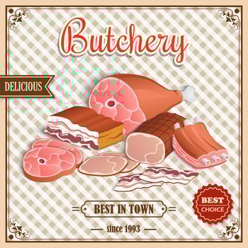 Retro meat poster vector