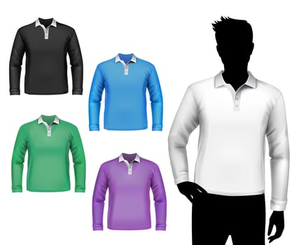 T-shirts male polo long sleeve set vector