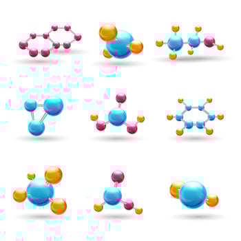 3D chemical molecules vector