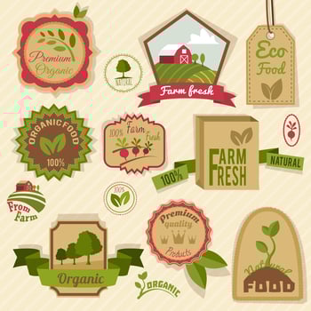 Vintage organic labels vector