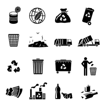 Garbage Icons Black vector