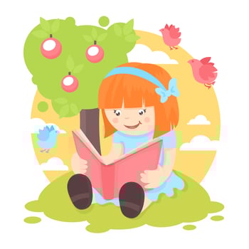 Girl reading book vector