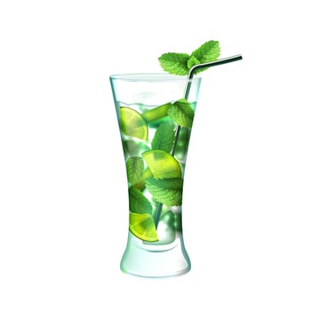 Mojito cocktail realistic vector