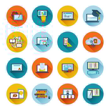 E-learning icon flat vector