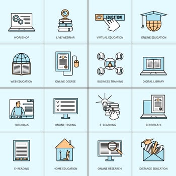 Online Education Icons Set vector