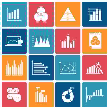 Business chart icons set white vector