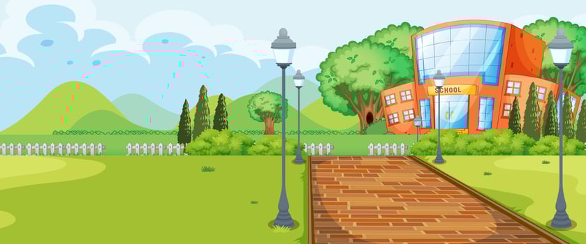 School building in nature vector