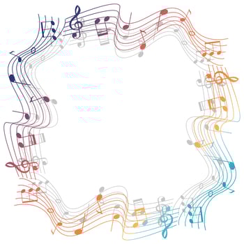 Border template with colorful musicnotes vector