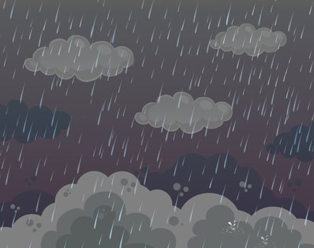 Background scene with heavy rain in dark sky vector