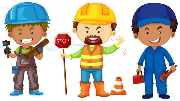 Three men doing different jobs vector