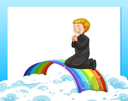 Frame design with priest praying vector