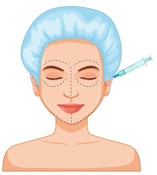 Woman botox filler skin injection vector
