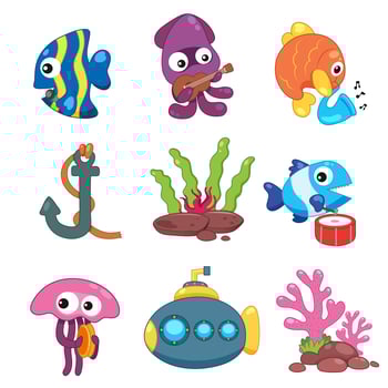 ocean animals collection design vector