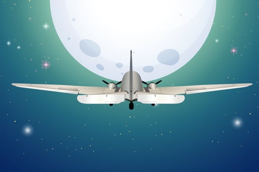 An Airplane Flying to the Moon vector
