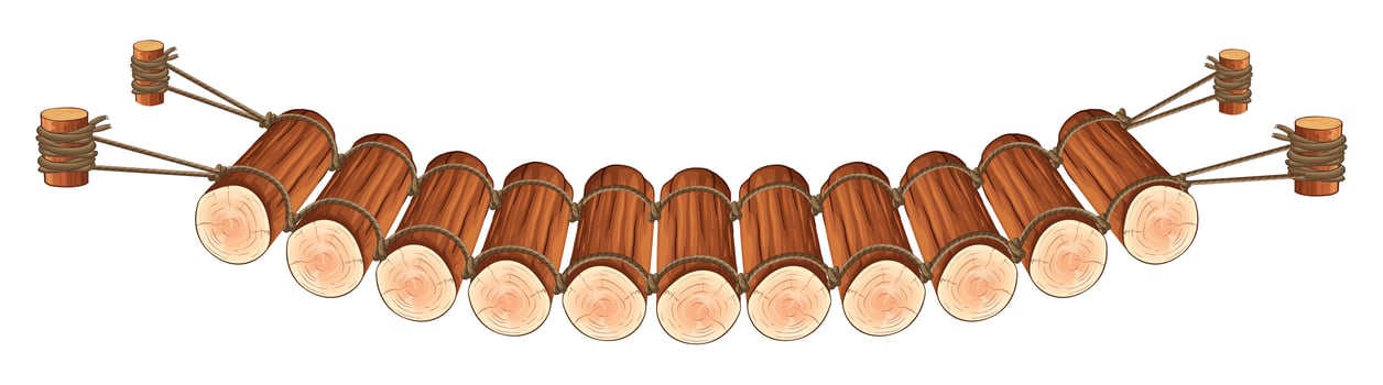 Wooden bridge attached to rope vector