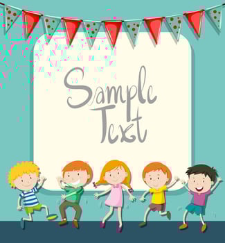 Border design with children dancing vector