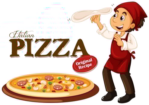 Chef making italian pizza vector