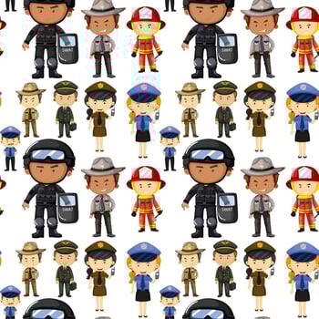 Seamless background with different kinds of jobs vector
