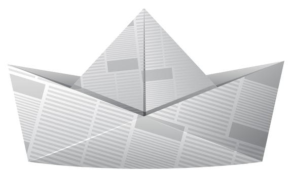 Paper boat made of newspaper vector