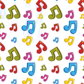 Seamless background design with colorful music notes vector