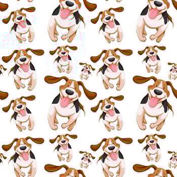 Seamless background design with little dogs vector