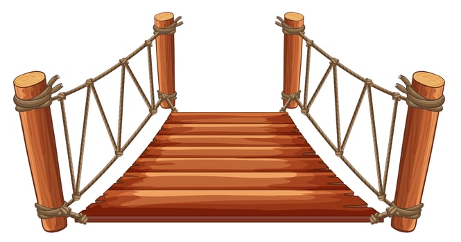 Wooden bridge with rope attached vector