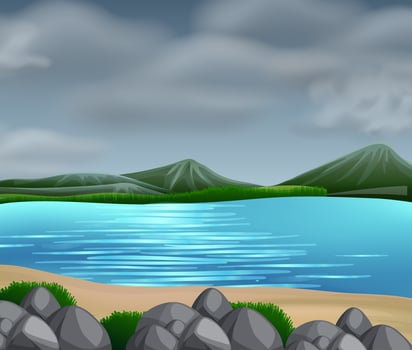 Cloudy by the Seaside vector